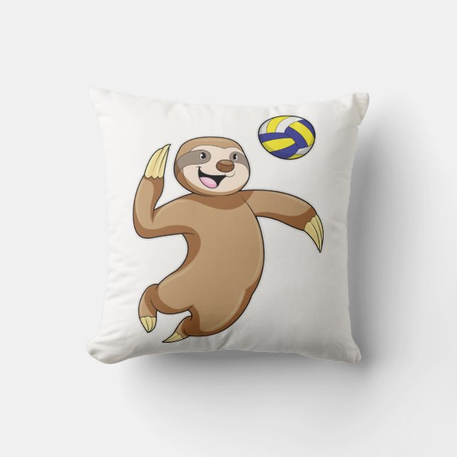 Sloth as Volleyball player with Volleyball Cushion (Front)