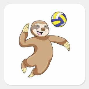 Sloth as Volleyball player with Volleyball Square Sticker