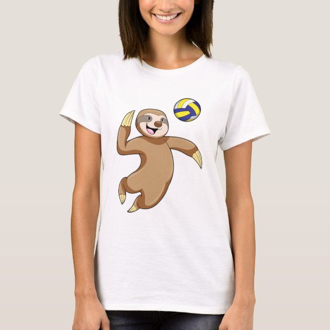 Sloth as Volleyball player with Volleyball T-Shirt (Front)