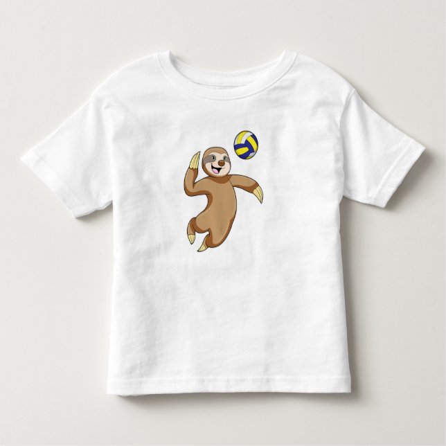 Sloth as Volleyball player with Volleyball Toddler T-Shirt (Front)