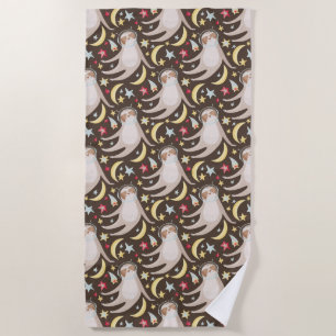 Sloth Astronaut Pattern Beach Towel