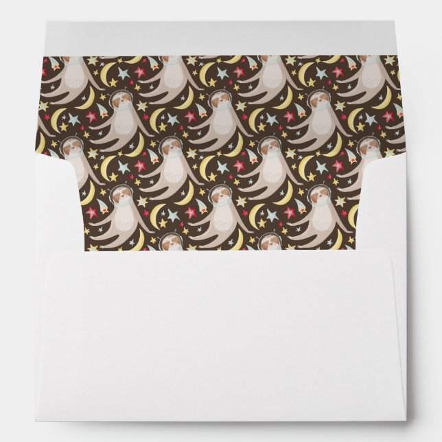 Sloth Astronaut Pattern Envelope (Back (Bottom))