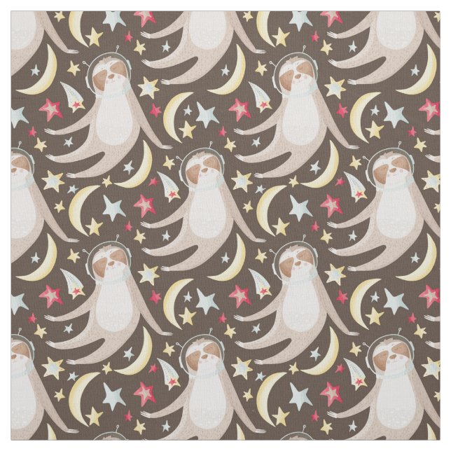 Sloth Astronaut Pattern Fabric (Swatch)