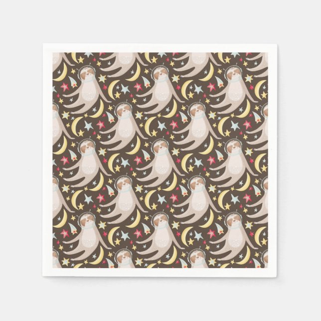 Sloth Astronaut Pattern Napkin (Front)