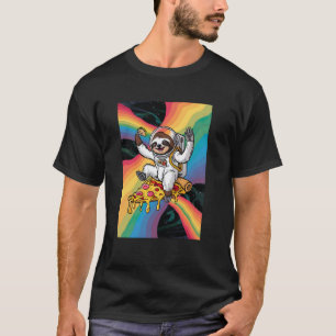 Sloth Astronaut Riding a Pizza Holding a Taco with T-Shirt