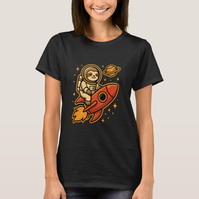 Sloth Astronaut Rocket Funny Outer Space Design T-Shirt (Front)