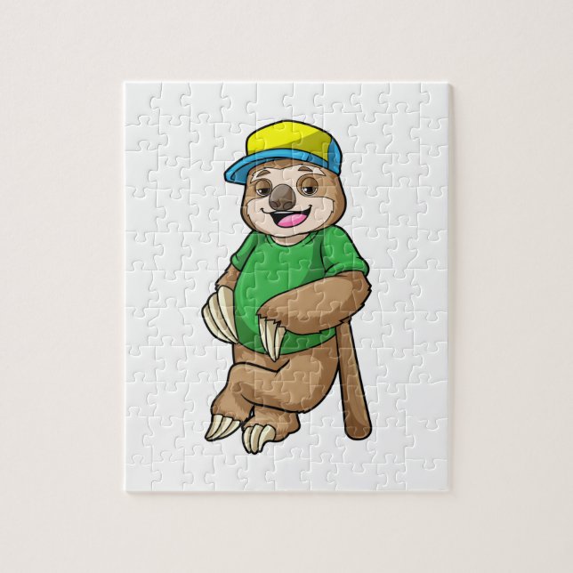 Sloth at Baseball with Baseball bat Jigsaw Puzzle (Vertical)
