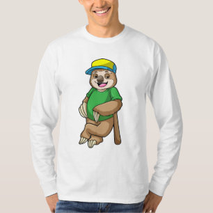 Sloth at Baseball with Baseball bat T-Shirt