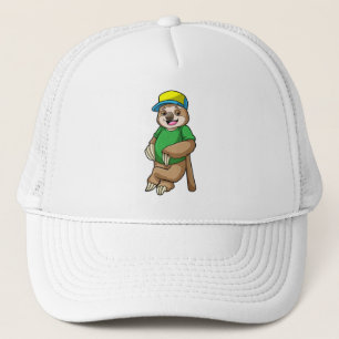 Sloth at Baseball with Baseball bat Trucker Hat