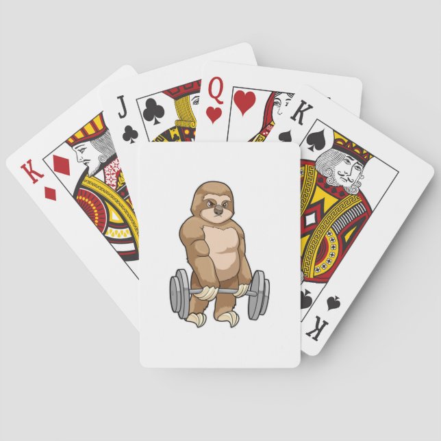 Sloth at Bodybuilding with Barbell Playing Cards (Back)