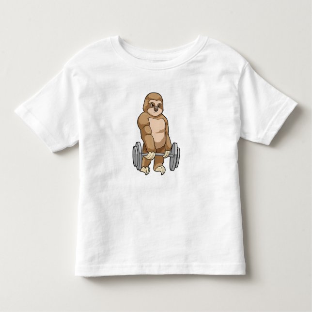 Sloth at Bodybuilding with Barbell Toddler T-Shirt (Front)