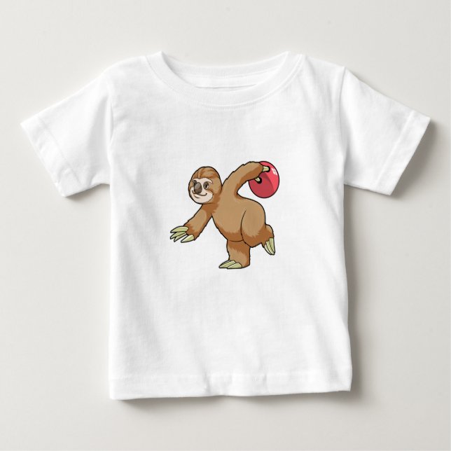 Sloth at Bowling with Bowling ball Baby T-Shirt (Front)