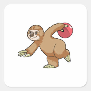 Sloth at Bowling with Bowling ball Square Sticker