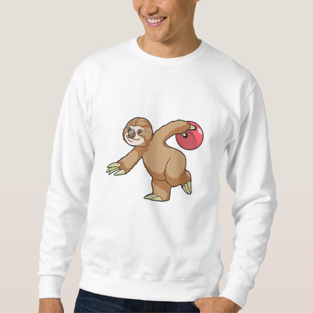Sloth at Bowling with Bowling ball Sweatshirt (Front)