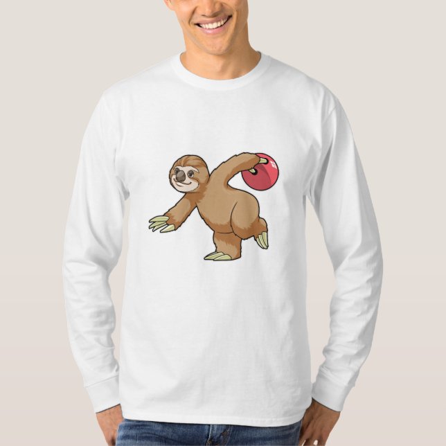 Sloth at Bowling with Bowling ball T-Shirt (Front)