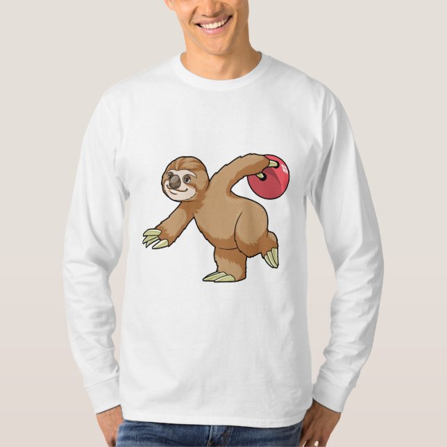 Sloth at Bowling with Bowling ball T-Shirt (Front)