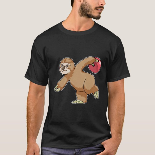 Sloth at Bowling with Bowling ball T-Shirt (Front)