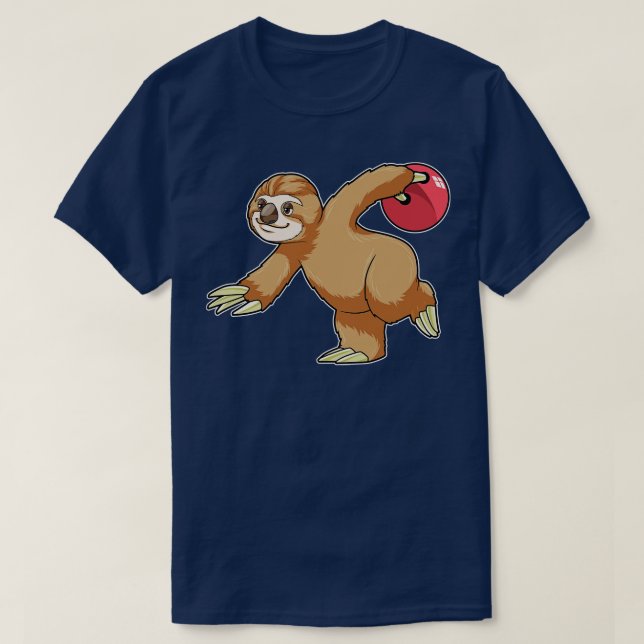 Sloth at Bowling with Bowling ball T-Shirt (Design Front)