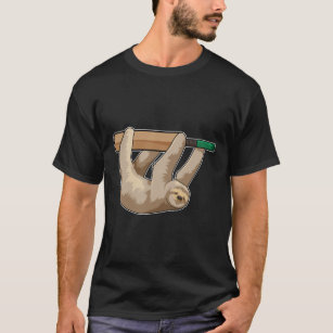 Sloth at Cricket with Cricket bat T-Shirt