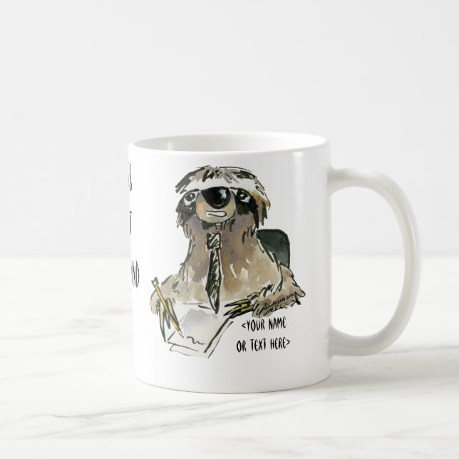 Sloth at Office Cartoon Coffee Mug (Right)