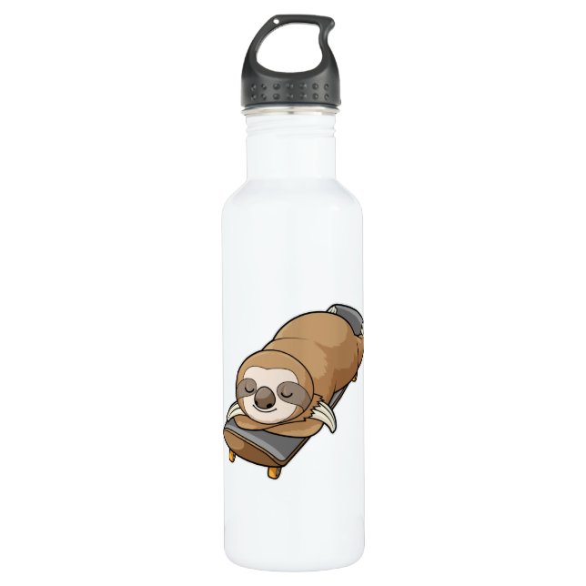 Sloth at Sleeping with Skateboard 710 Ml Water Bottle (Front)