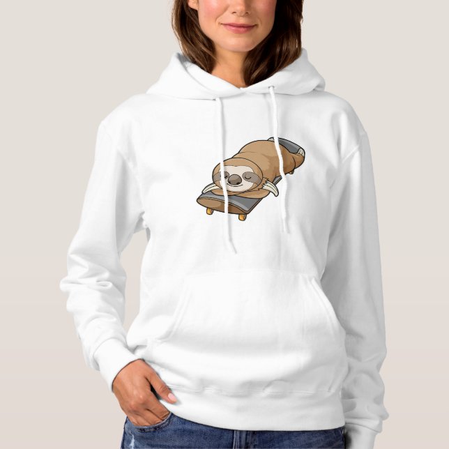 Sloth at Sleeping with Skateboard Hoodie (Front)