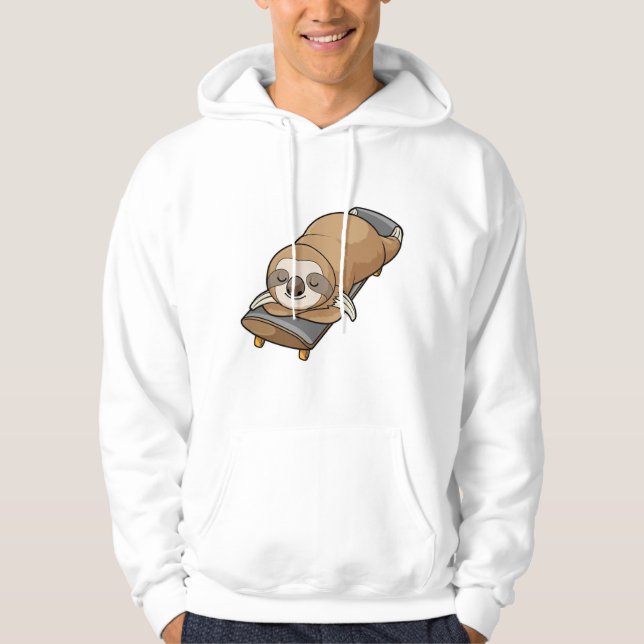 Sloth at Sleeping with Skateboard Hoodie (Front)