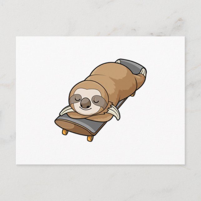 Sloth at Sleeping with Skateboard Postcard (Front)