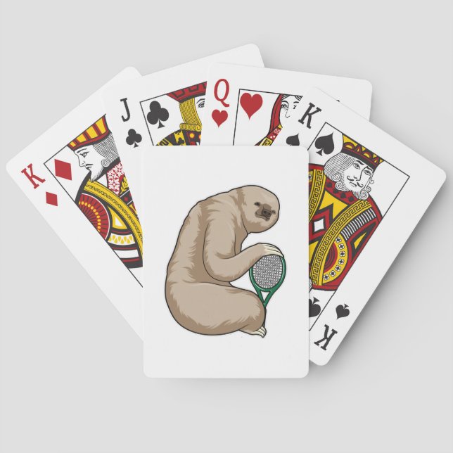 Sloth at Tennis with Tennis racket Playing Cards (Back)