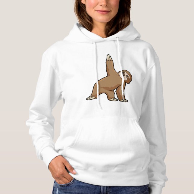 Sloth at Yoga Stretching exercises Legs Hoodie (Front)