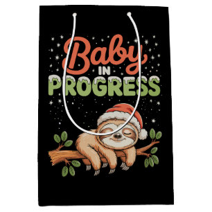 Sloth Baby In Progress Pregnant Pregnancy Xmas Medium Gift Bag