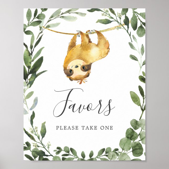 Sloth Baby Shower Favours Sign (Front)