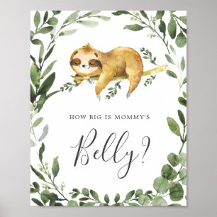 Sloth Baby Shower Guess How Big is Mummy's Belly Poster