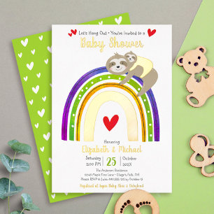 Sloth Baby Shower Rainbow Gender Neutral Real Gold