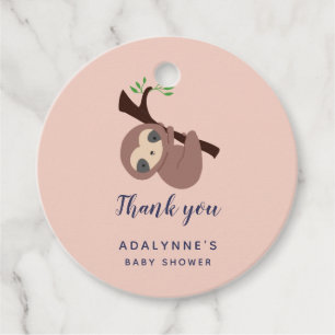 Sloth Baby Shower Thank you Script Cute Neutral Favour Tags
