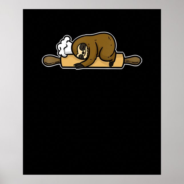 Sloth baker | funny cute chef | cook kitchen gift poster (Front)
