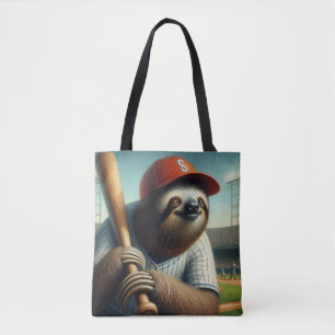 Sloth Baseball Player Tote Bag