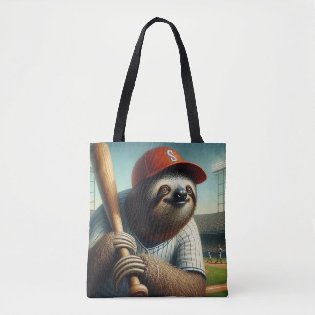 Sloth Baseball Player Tote Bag (Front)