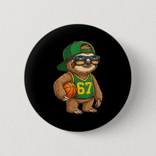 Sloth Basketball 67 Gen Alpha Slang Srts Men Boys  6 Cm Round Badge