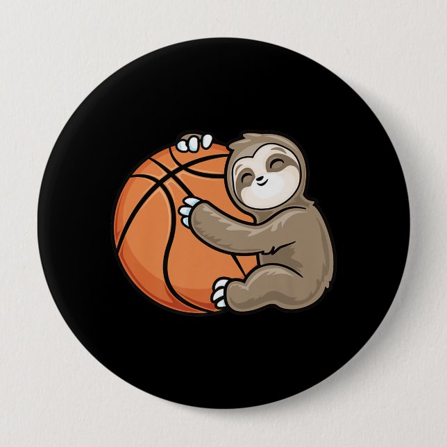 Sloth Basketball Player Sports Animal Lover 10 Cm Round Badge (Front)