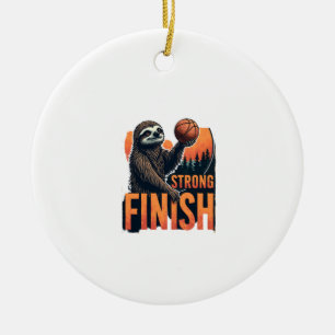 Sloth Basketball Vintage Funny Retro Dunk Shirt 2 Ceramic Tree Decoration