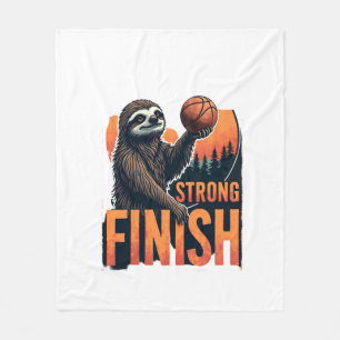 Sloth Basketball Vintage Funny Retro Dunk Shirt 2 Fleece Blanket