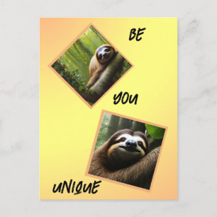 Sloth "Be You Unique", Holiday Postcard