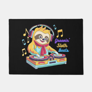 Sloth Beats retro vintage vibrant Doormat