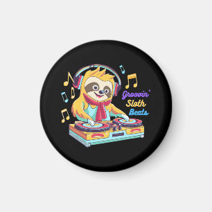 Sloth Beats retro vintage vibrant Magnet