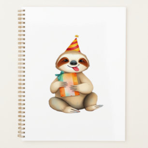 Sloth birthday gift cute funny happy party hat Cla Planner