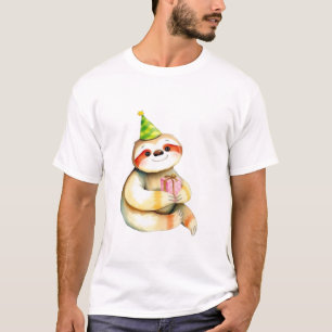Sloth birthday gift cute funny happy party hat Cla T-Shirt