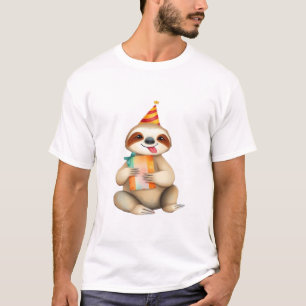 Sloth birthday gift cute funny happy party hat Cla T-Shirt