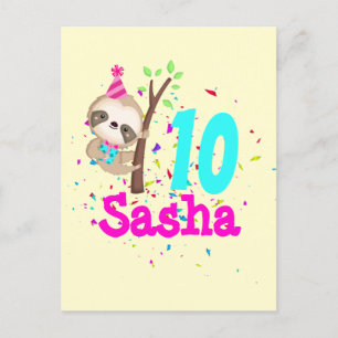 Sloth Birthday Girl Custom Theme Party Postcard