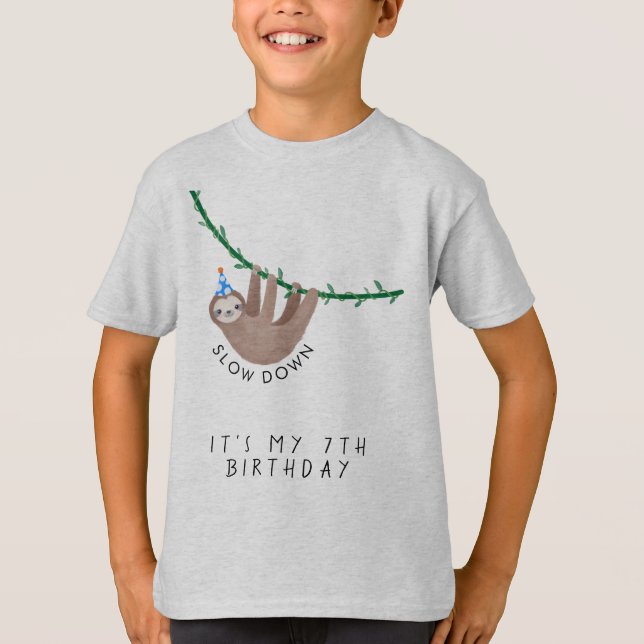 Sloth Birthday Party Hat T shirt  (Front)